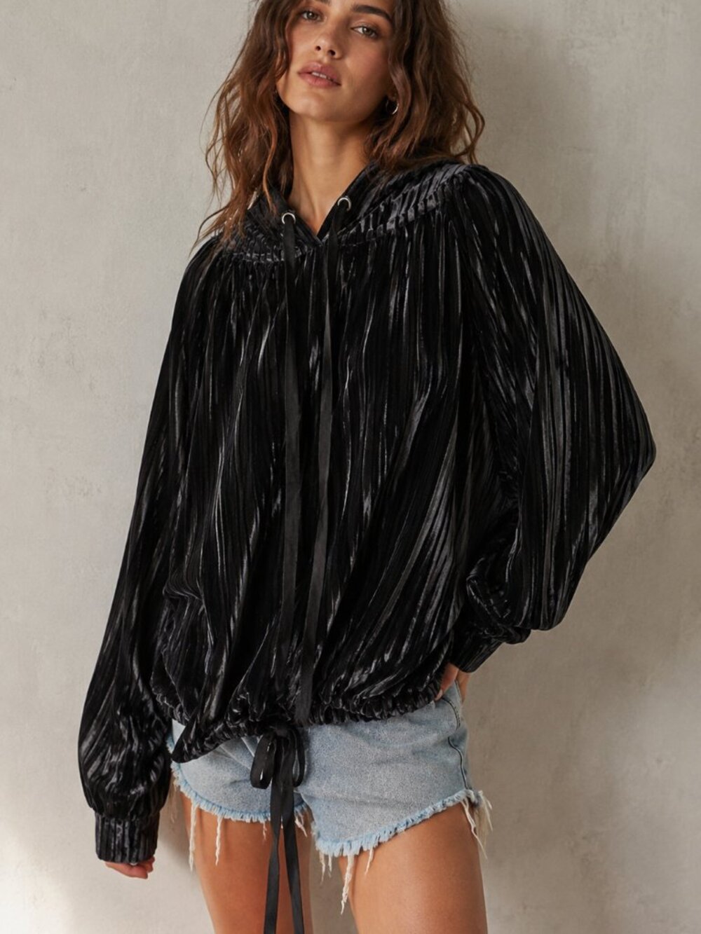 Rachel Roy✨ Hooded Velvet Pullover Sweater